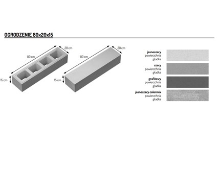 Certus daszek ogrodzeniowy  80x20x15